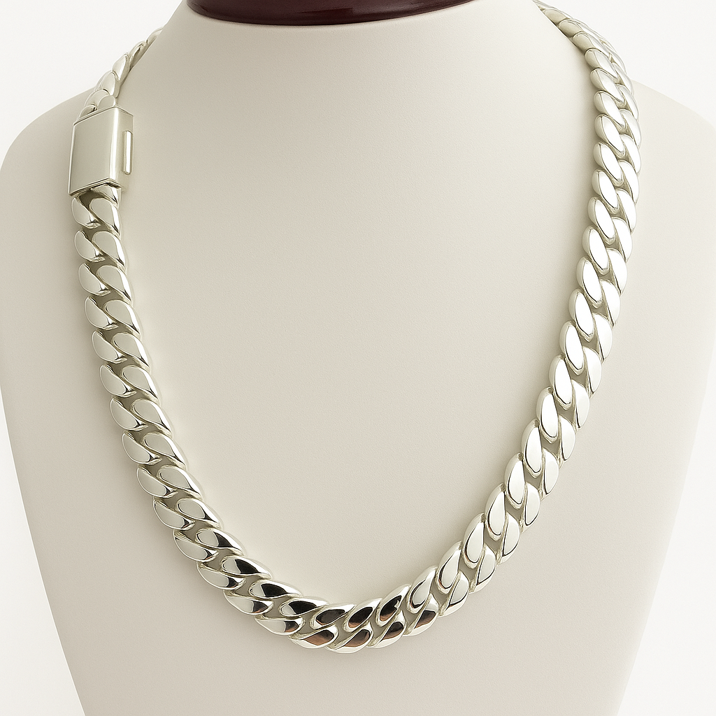 Cuban Link Necklace - 12mm Pure Solid 999 Silver