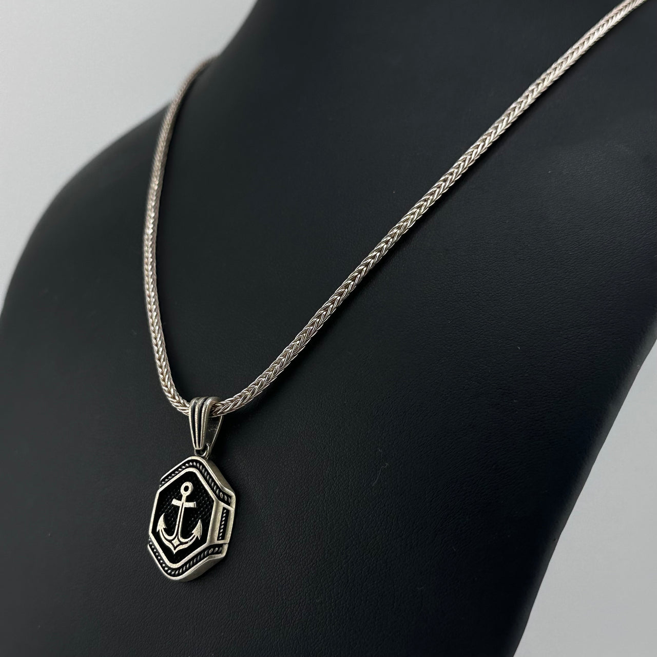 Anchor herringbone necklace
