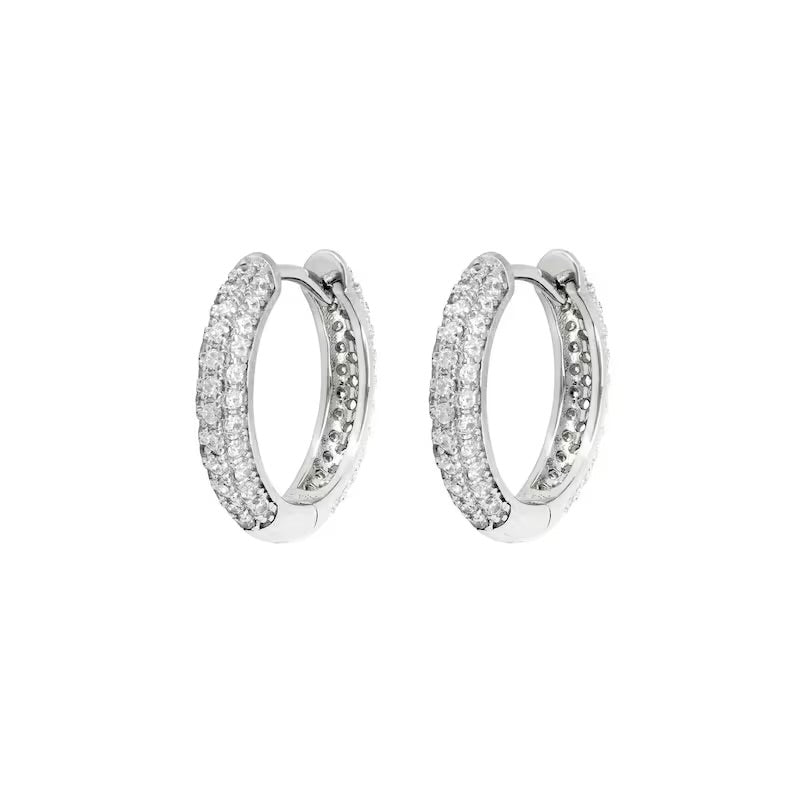 Men's Silver Hoop Earrings with Zirconia – Luxury Men's Jewelry