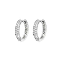 Thumbnail for Men's Silver Hoop Earrings with Zirconia – Luxury Men's Jewelry