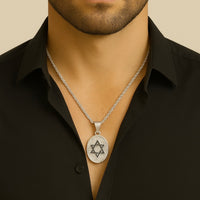 Thumbnail for Collar Estrella de David onix - Plata 950