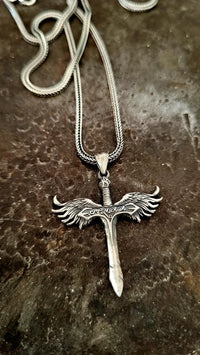 Thumbnail for Archangel Saint Michael Sword plus 950 Silver Spike Chain
