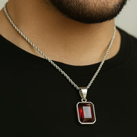 Thumbnail for Herringbone chain plus pendant with American Ruby zircon