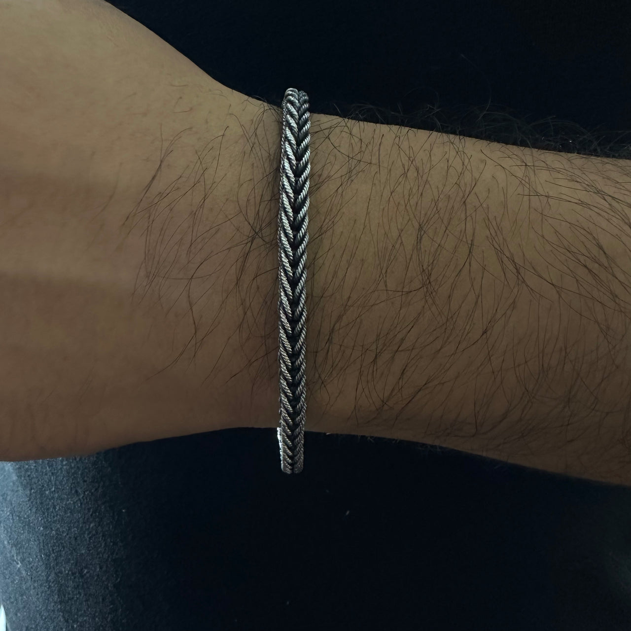 Pulsera Trenzada Espiga en Plata 950 – Estilo Minimalista Masculino