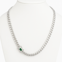 Thumbnail for 999 Silver Plated Cuban Chain - 8mm with Emerald Clasp