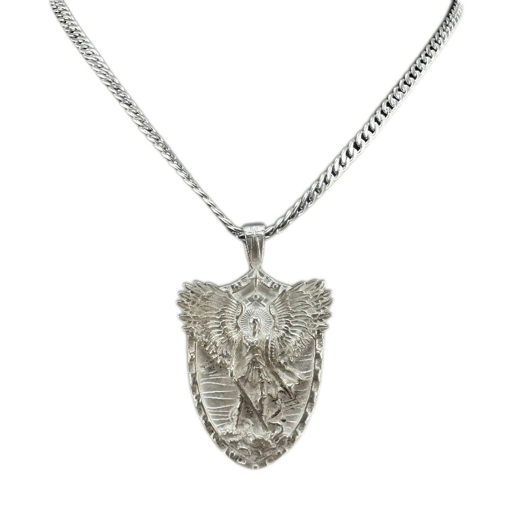 Archangel Saint Michael Necklace and Medal in 950 Silver