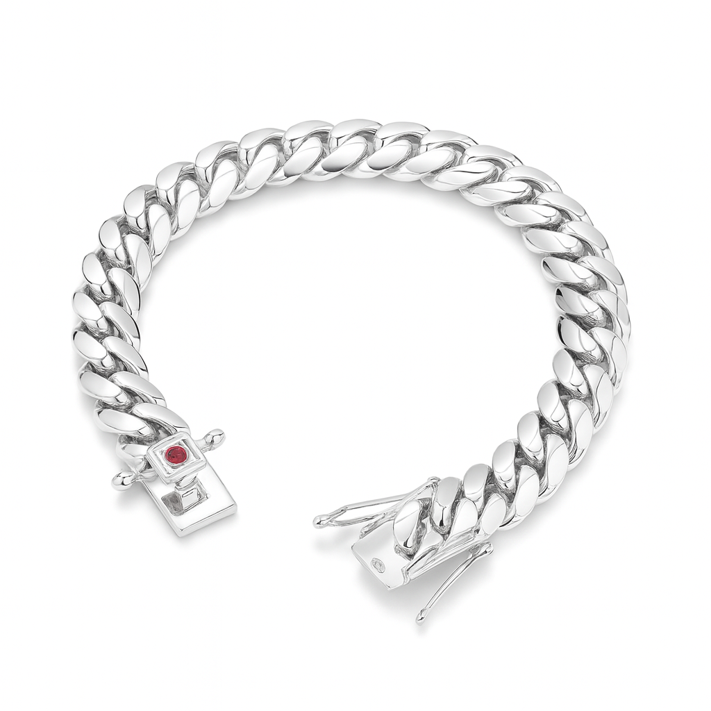 Pulsera de Eslabones cubanos Plata 999- 10mm de ancho