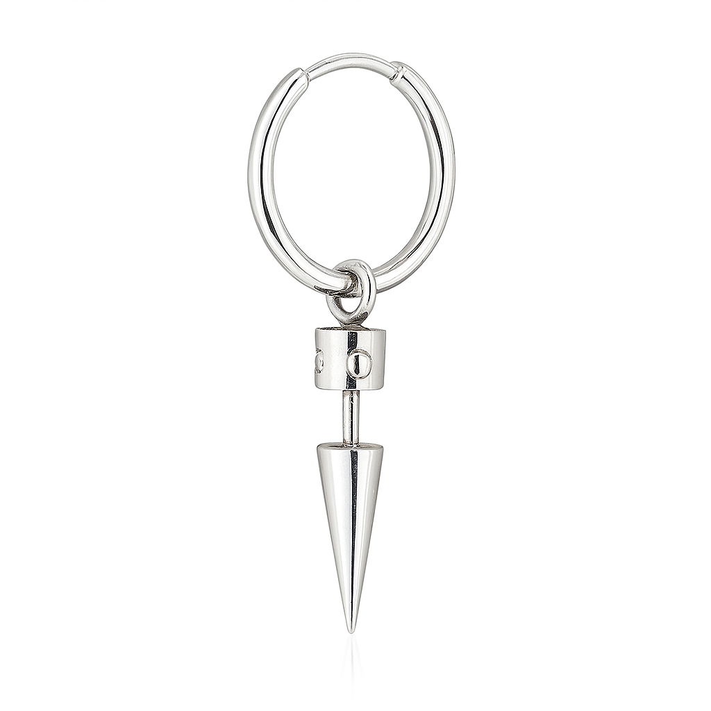 Arete de Plata 950 con Dije Púa – Estilo Masculino Moderno