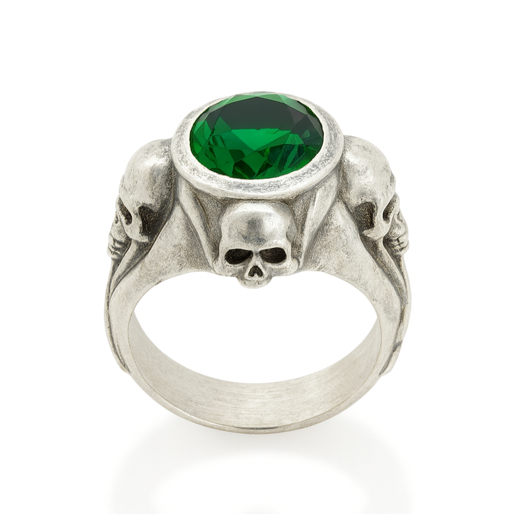 Guardian Skulls – Plata 950, Verde Esmeralda Estilo JDepp