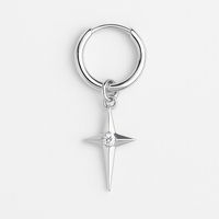 Thumbnail for Arete de Plata 950 Estrella con Circon – Joya Masculina Elegante