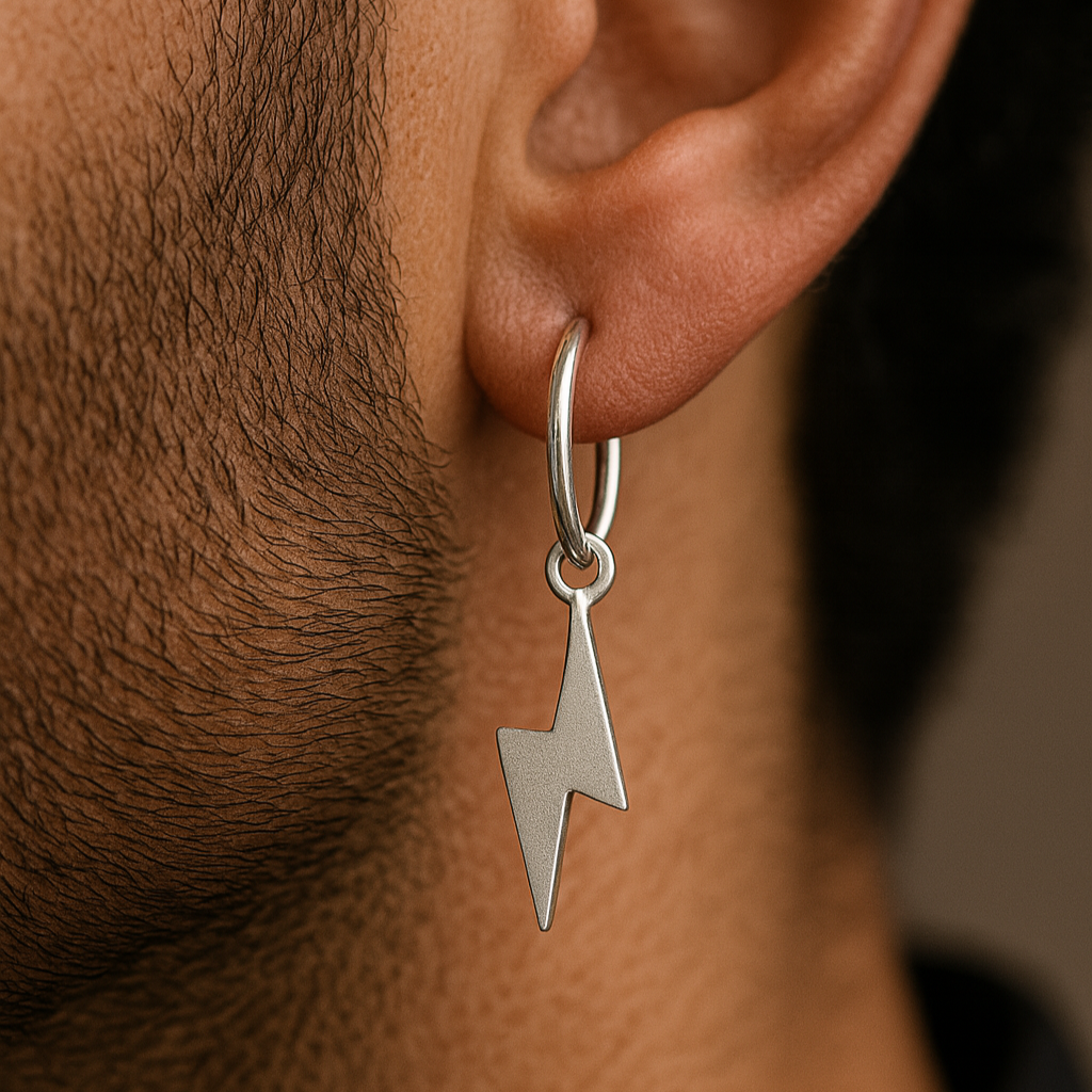 Arete Relámpago de Plata 950 — Diseño Minimalista de Lujo