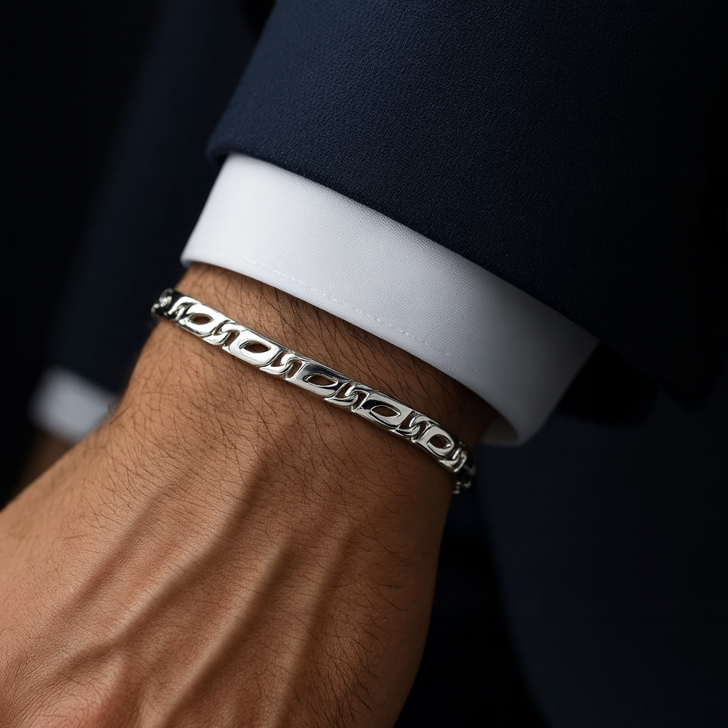 Pulsera Mónaco 5 mm en Plata 950 – Elegante y Sólida para Hombre