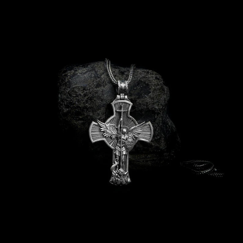 Archangel Saint Michael Cross Necklace