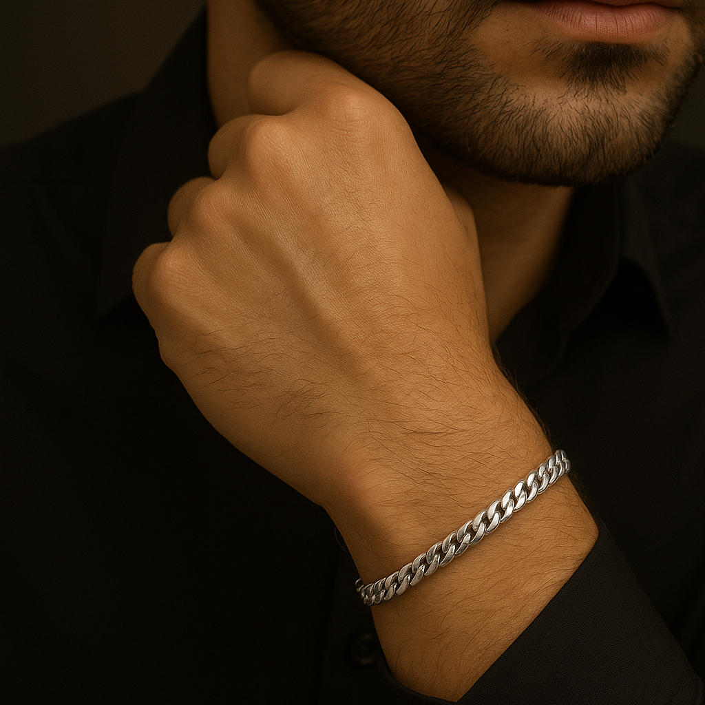 Pulsera Eslabones Cubanos 5mm Plata Ley 950