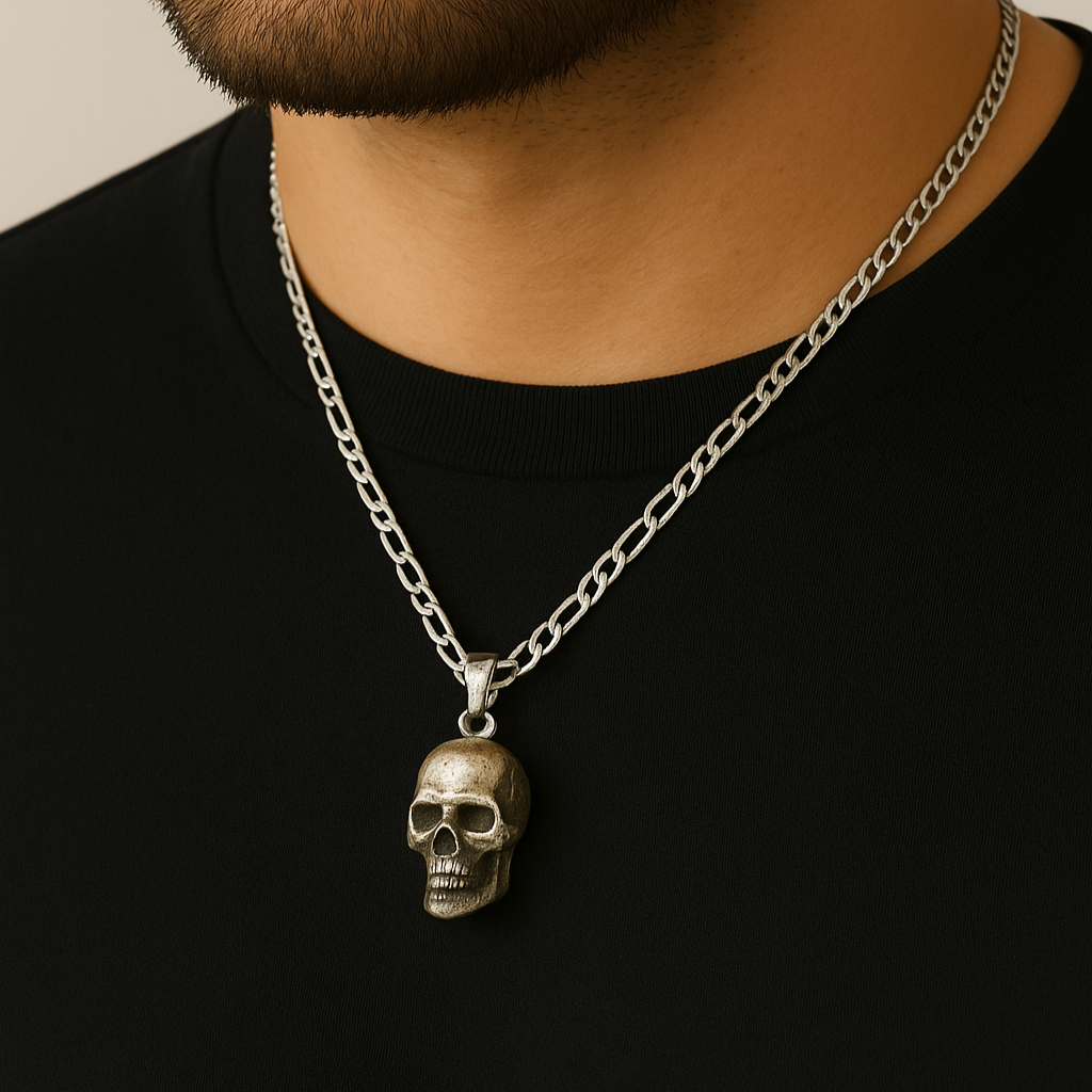 950 Sterling Silver Skull Necklace