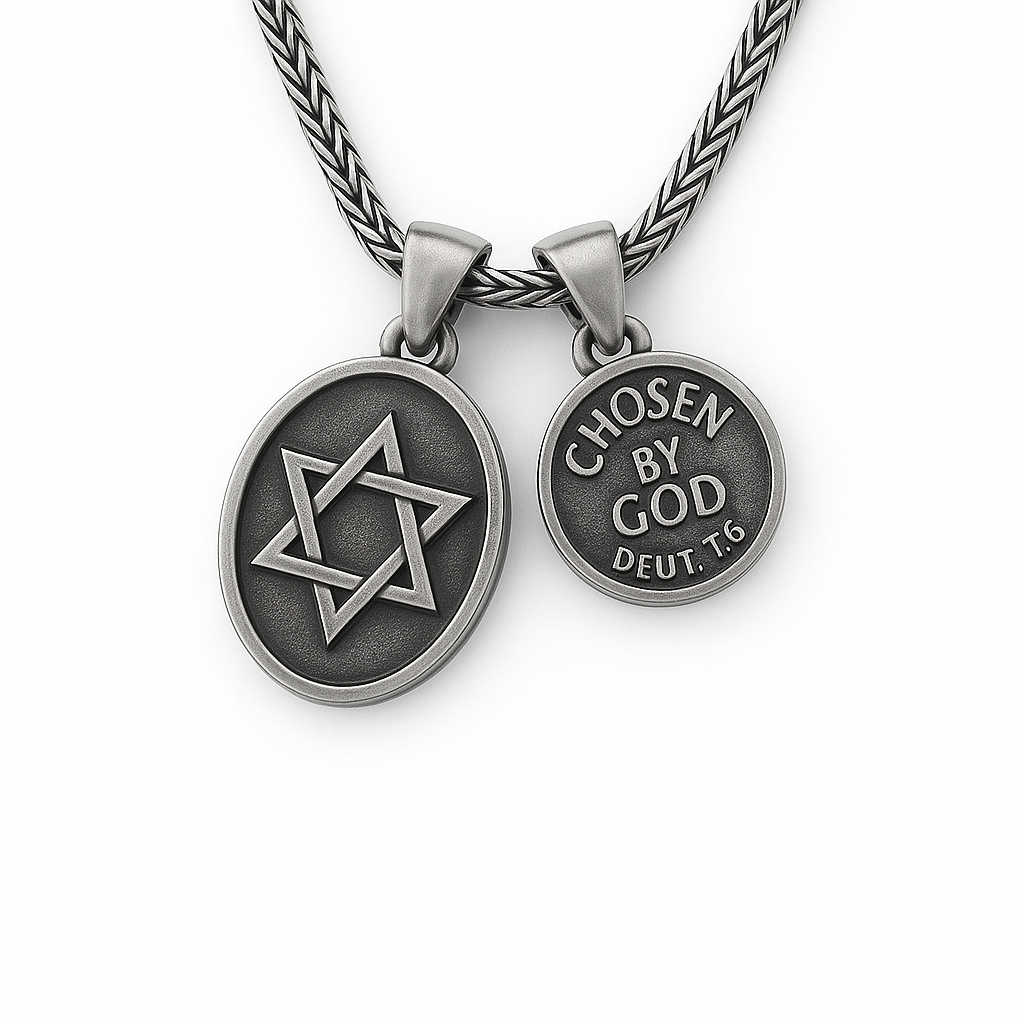 Collar Doble "Chosen by God" con Estrella de David – Plata 950 Hecho a Mano