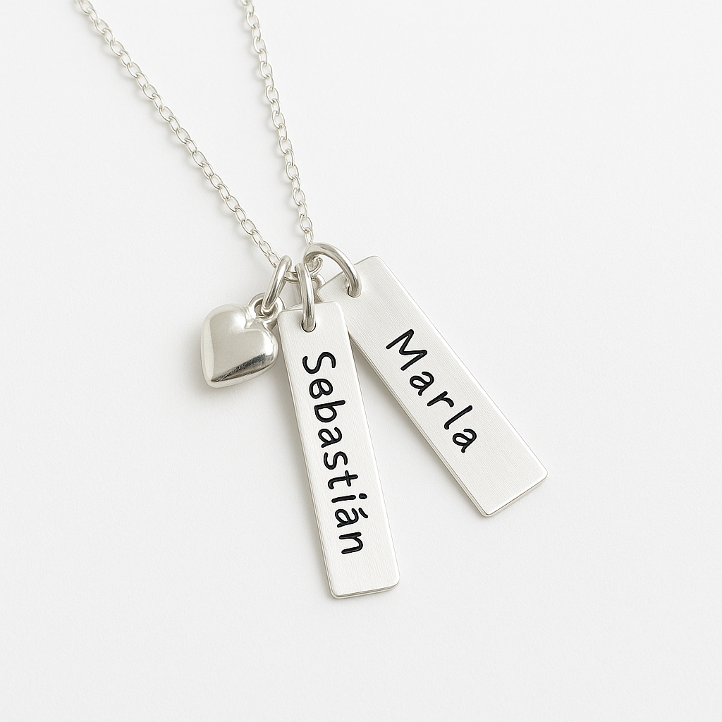 Necklace with personalized 950 Silver plates