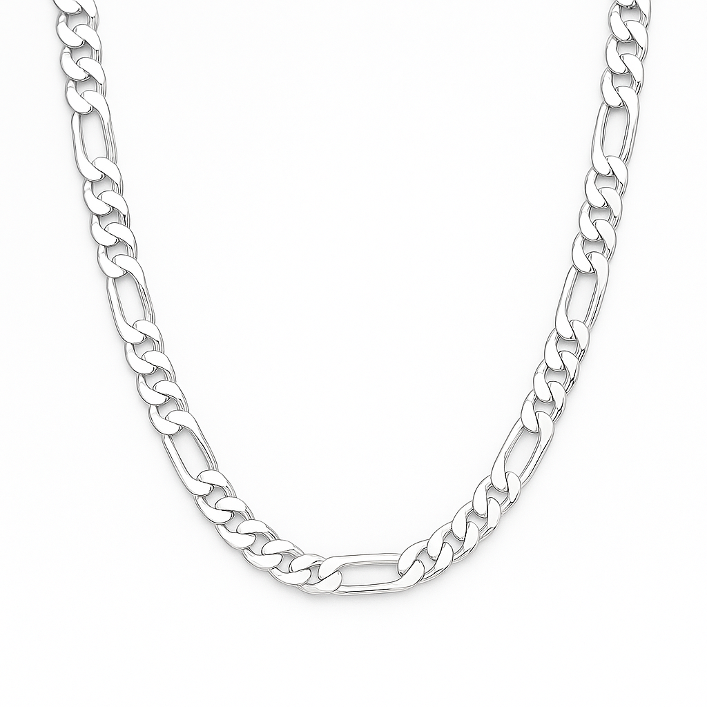 950 Silver Hexagonal Figaro Chain 4mm