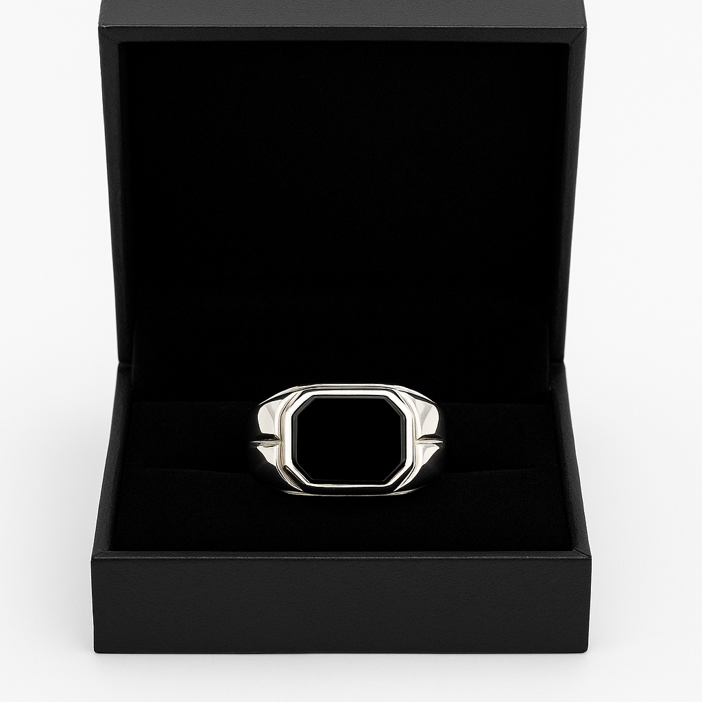 Anillo Box Onyx - Plata 950