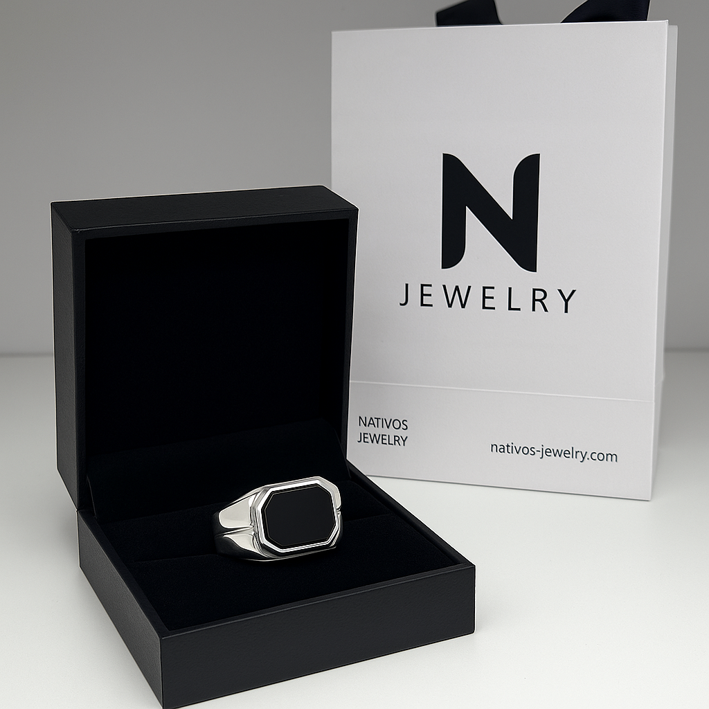 Anillo Box Onyx - Plata 950