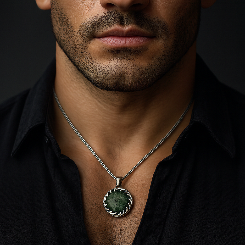 Green Jasper Necklace - 950 Silver