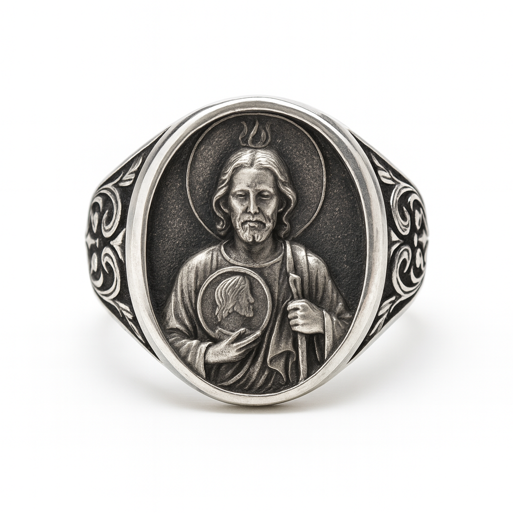 Anillo San Judas Tadeo de Plata ley 950