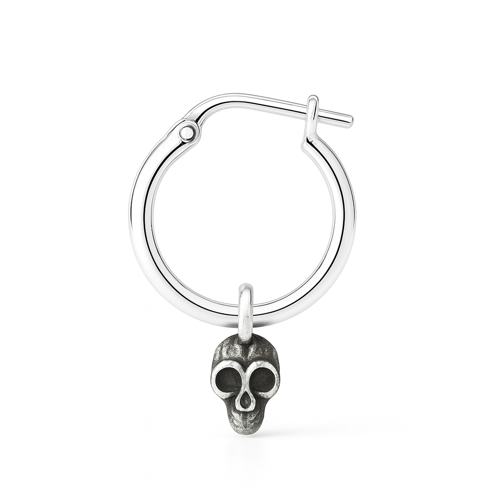 Aro Skull en Plata 950 – Hoop con dije calavera