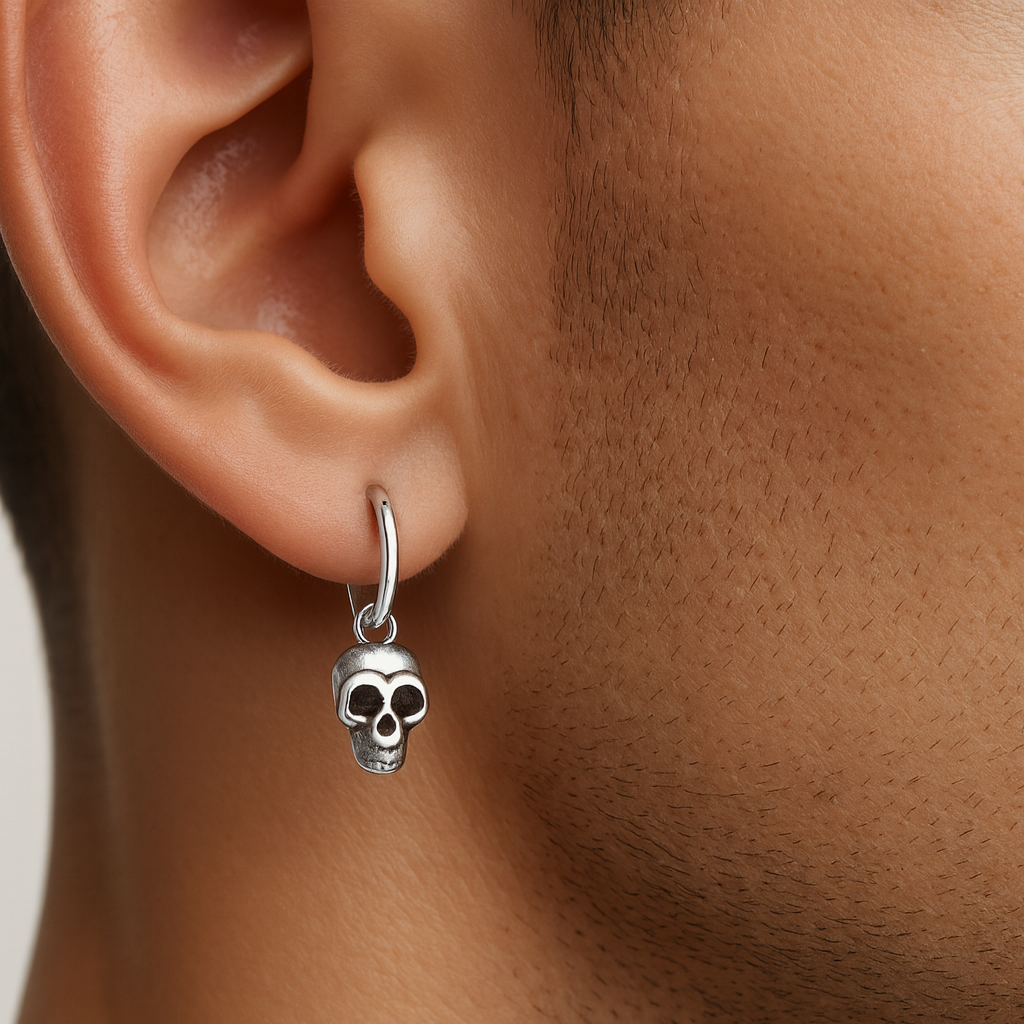 Aro Skull en Plata 950 – Hoop con dije calavera