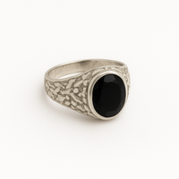 Thumbnail for Pack of carved oval ring and Figaro bracelet in 950 silver
