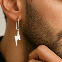 Thumbnail for Arete Relámpago de Plata 950 — Diseño Minimalista de Lujo