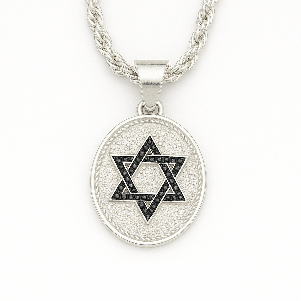 Collar Estrella de David onix - Plata 950