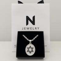 Thumbnail for Collar Estrella de David onix - Plata 950