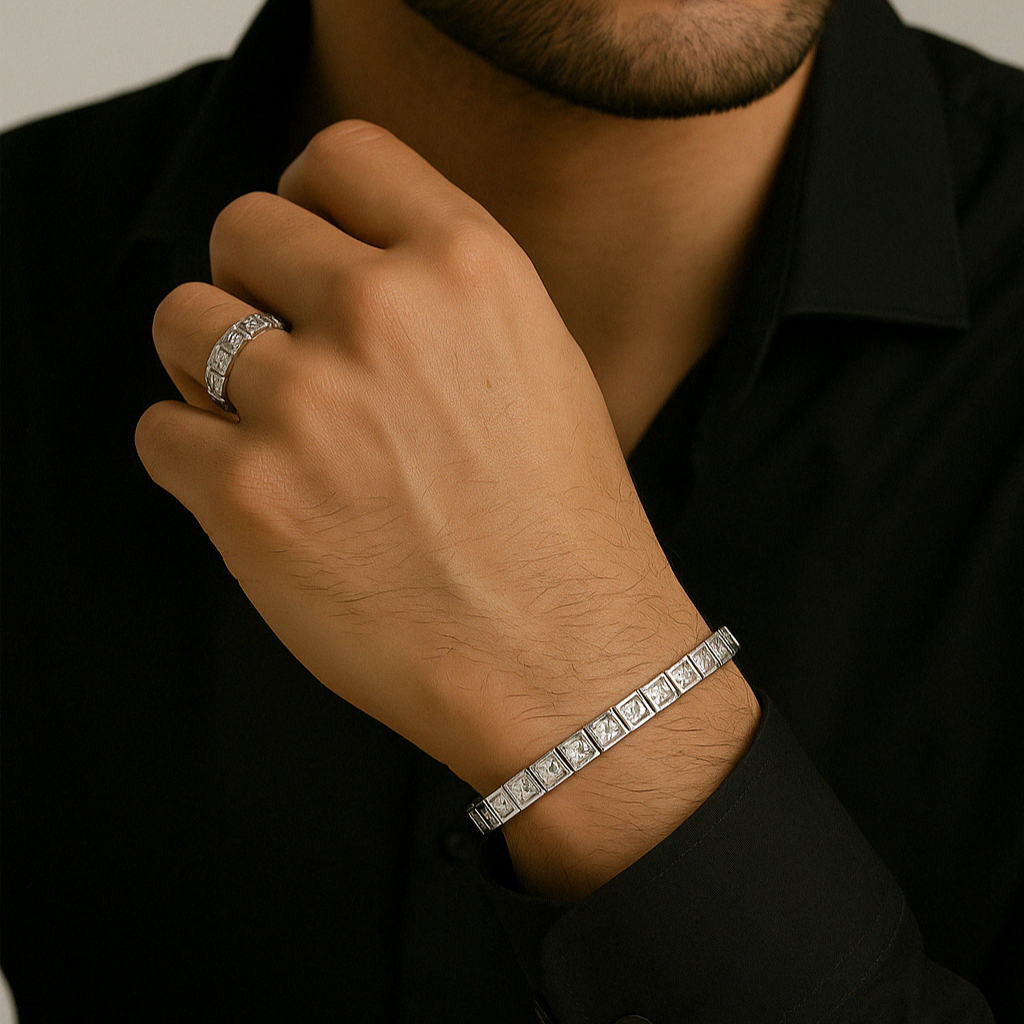 Brazalete Tennis Cubic Plata 999