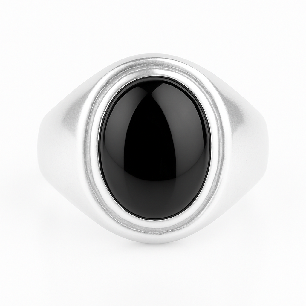 Anillo Onix Ovalado de Plata 950