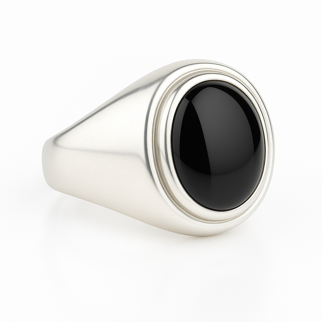 Anillo Onix Ovalado de Plata 950