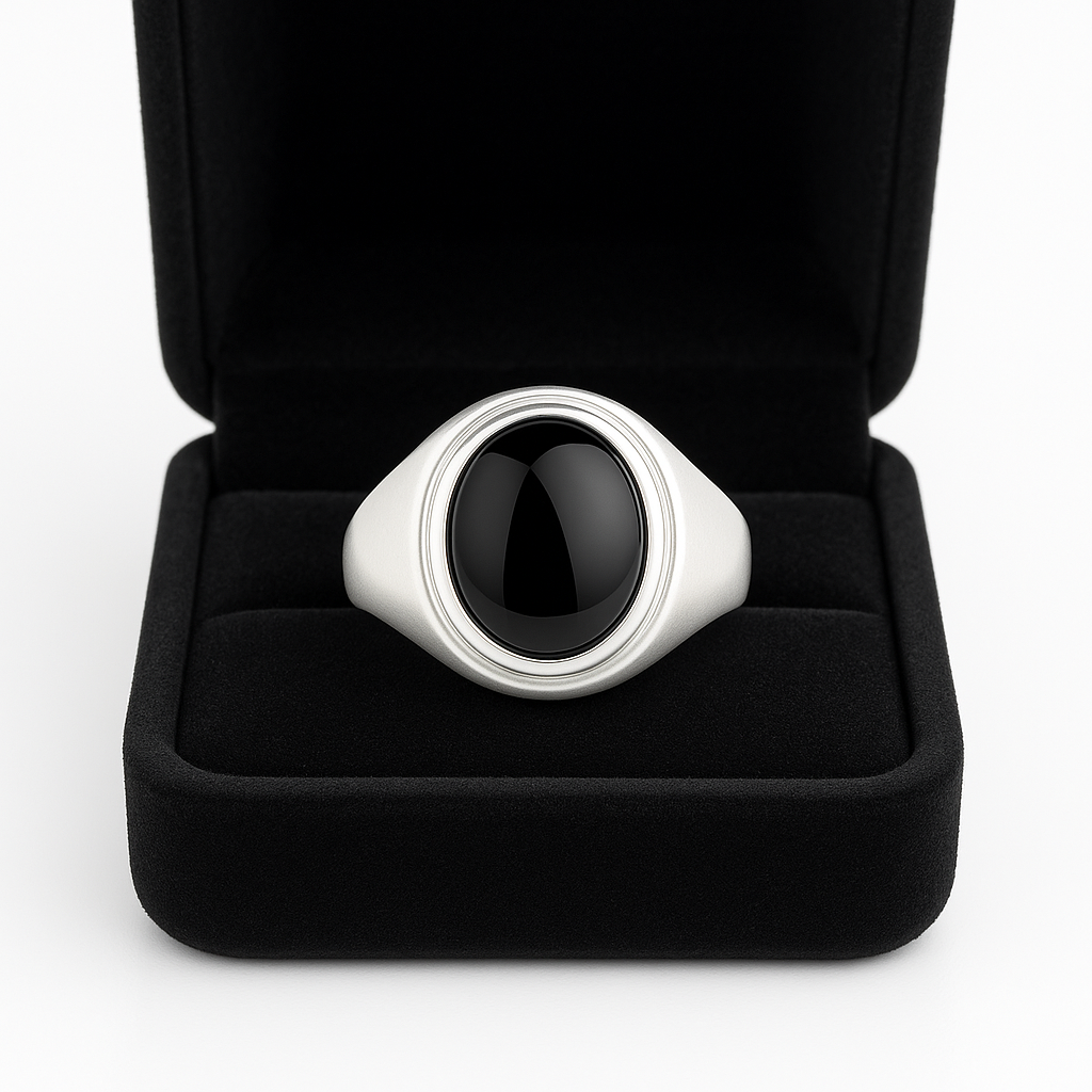 Anillo Onix Ovalado de Plata 950