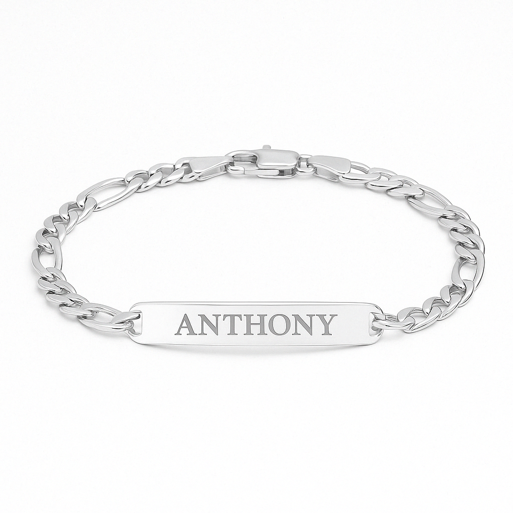 Personalized 950 Silver Figaro Bracelet