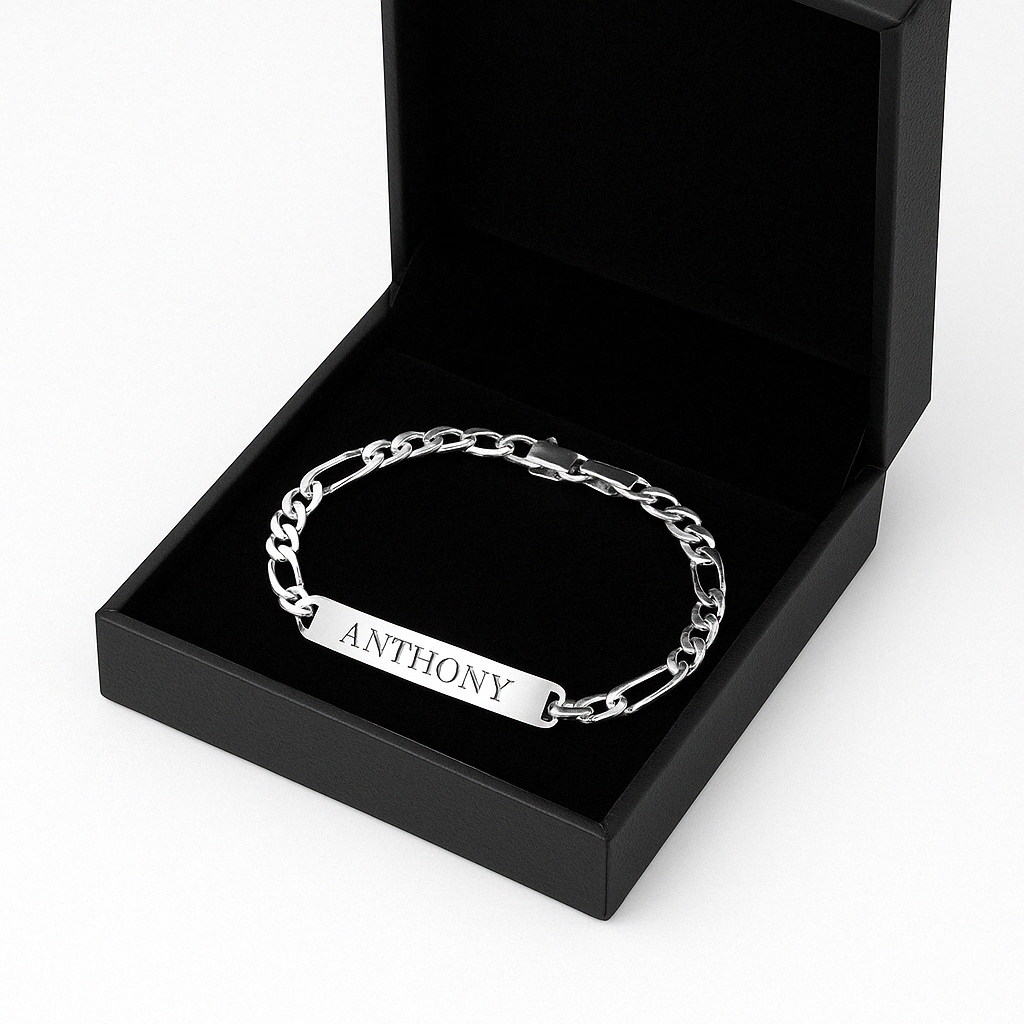 Personalized 950 Silver Figaro Bracelet