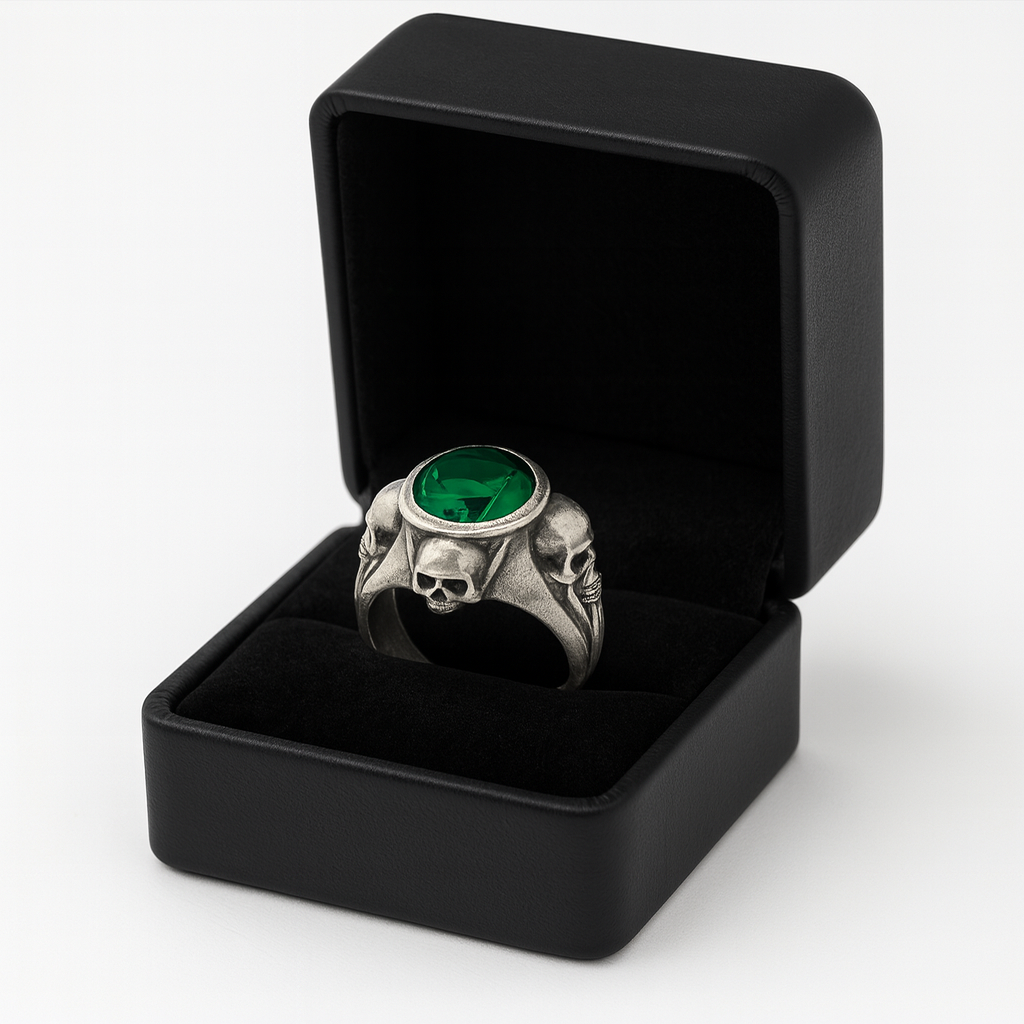 Guardian Skulls – Plata 950, Verde Esmeralda Estilo JDepp