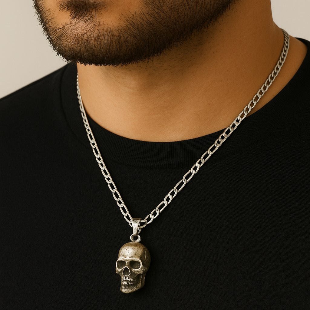 950 Sterling Silver Skull Necklace
