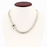 Thumbnail for 999 Silver Miami Cuban Chain – Onyx Brooch - 9mm / 60cm