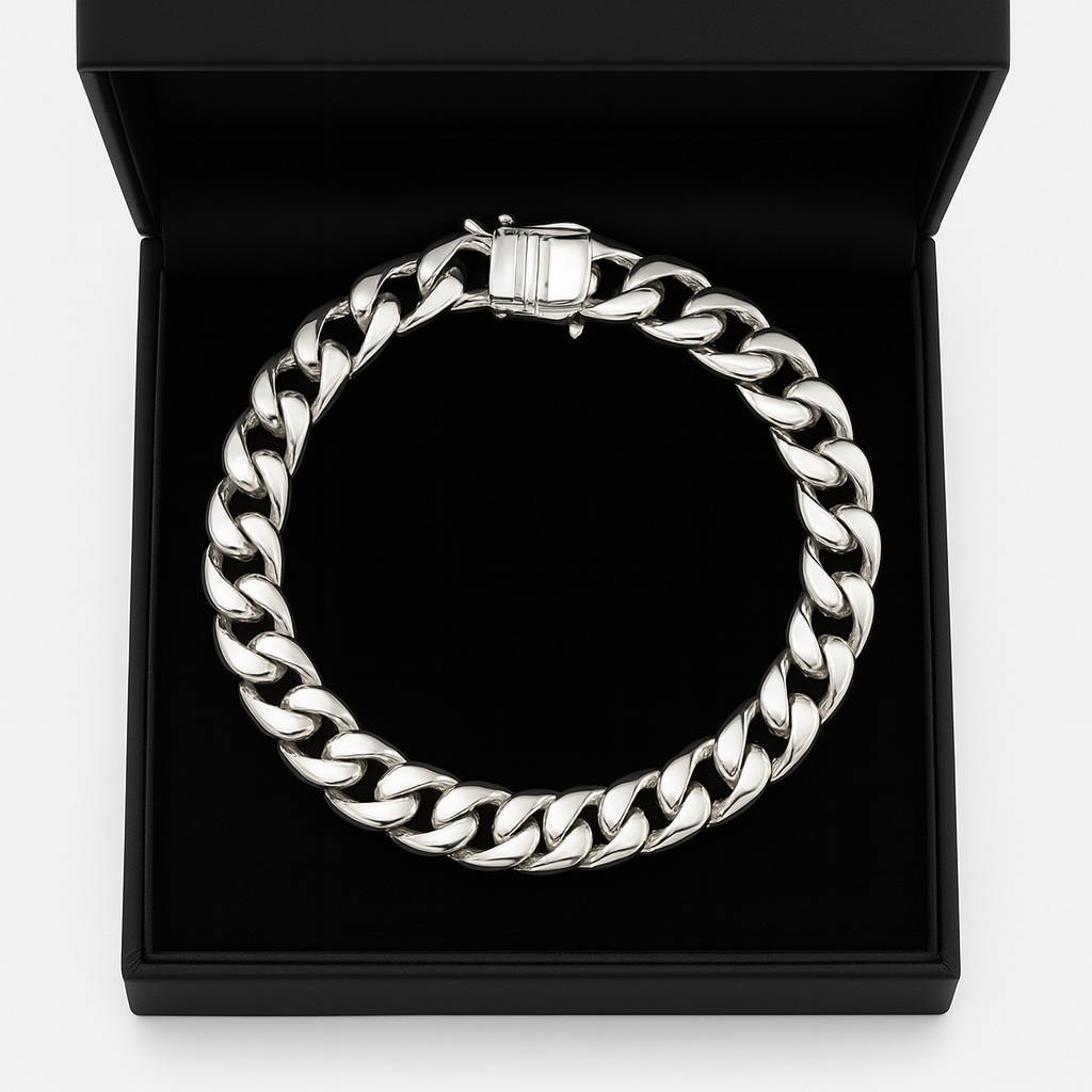 Pulsera Lomo de Corvina Plata 950 – 7mm | Lujo Masculino Atemporal