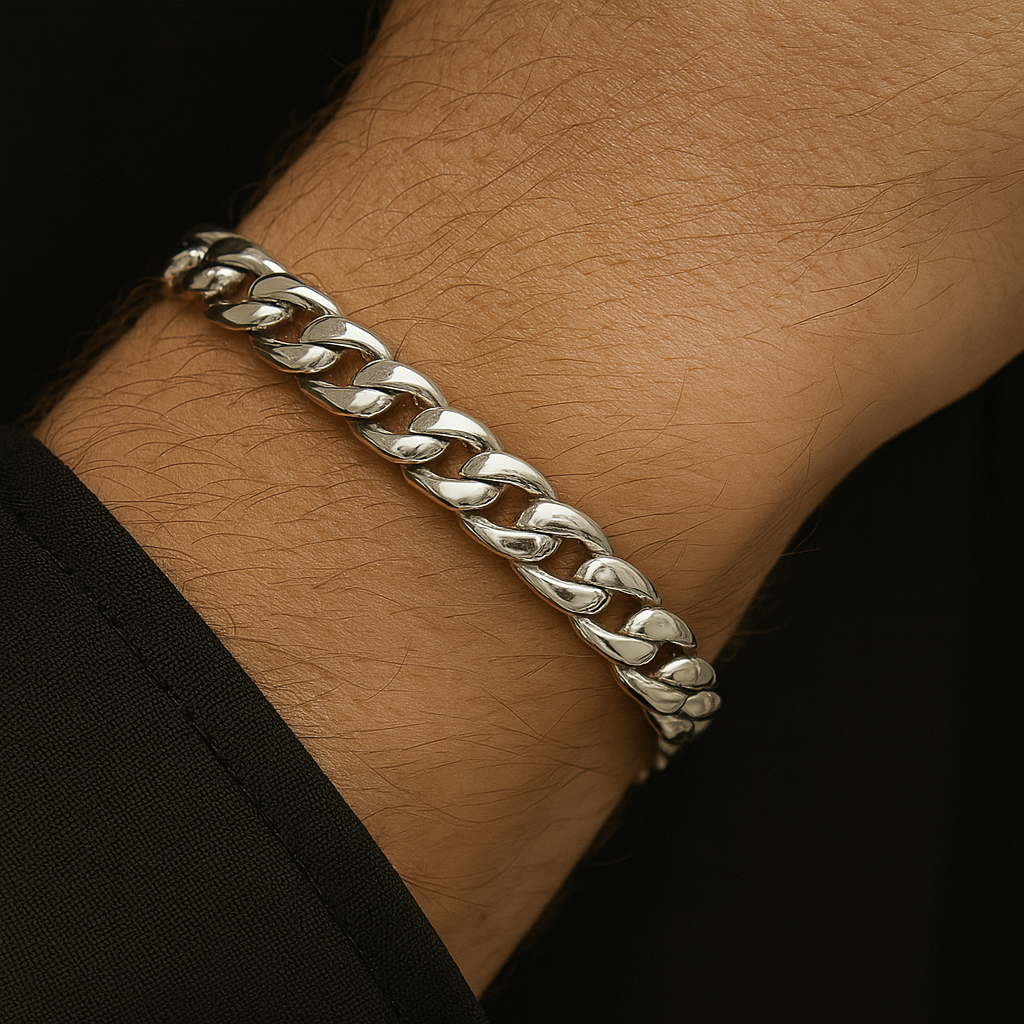 Pulsera Lomo de Corvina Plata 950 – 7mm | Lujo Masculino Atemporal