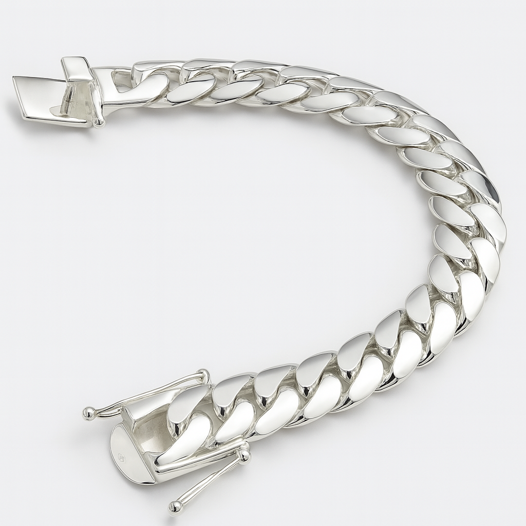 Pulsera Cubana de Plata ley 999 240gr 20mm muy gruesa