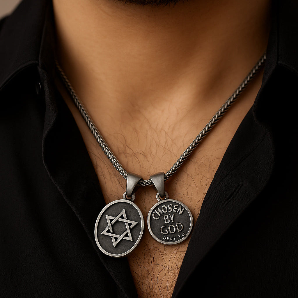 Collar Doble "Chosen by God" con Estrella de David – Plata 950 Hecho a Mano
