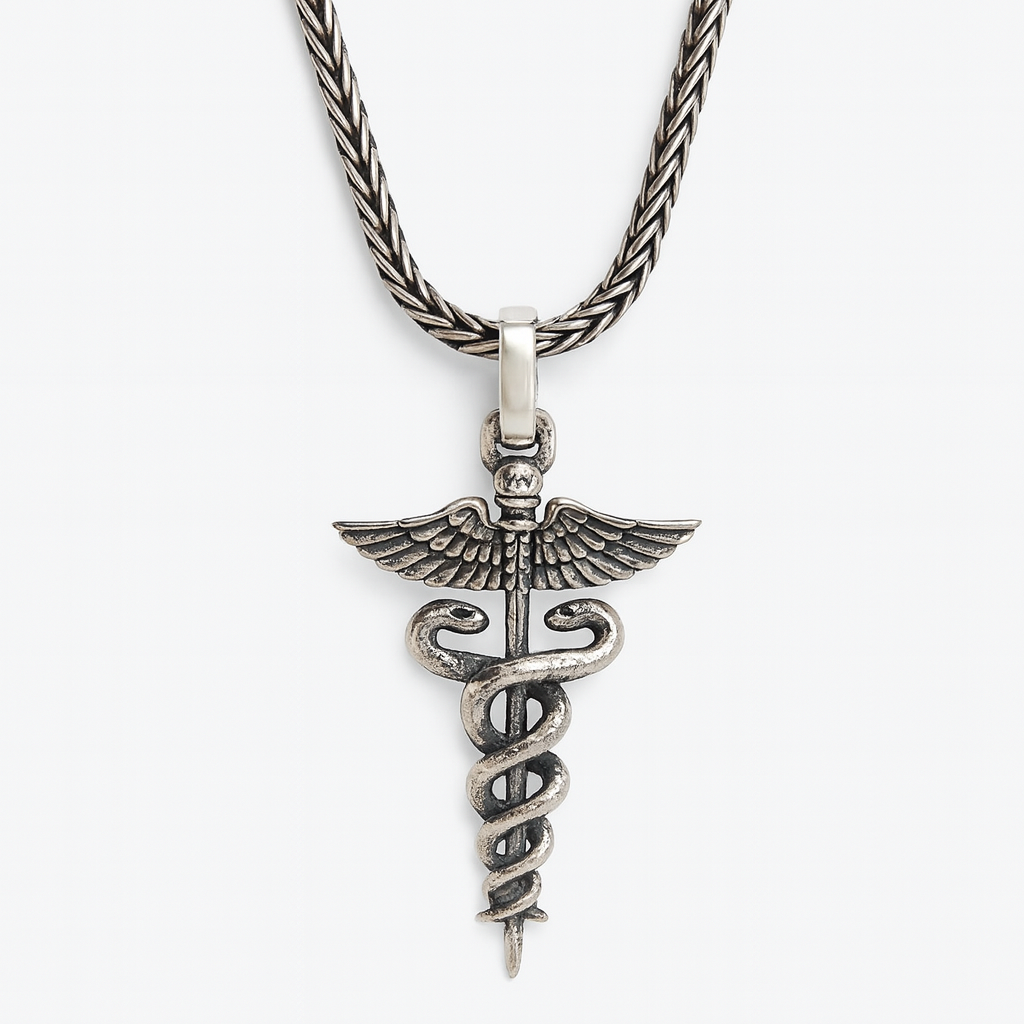 950 Sterling Silver Caduceus Necklace