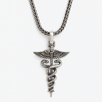 Thumbnail for 950 Sterling Silver Caduceus Necklace