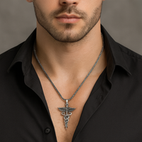 Thumbnail for 950 Sterling Silver Caduceus Necklace