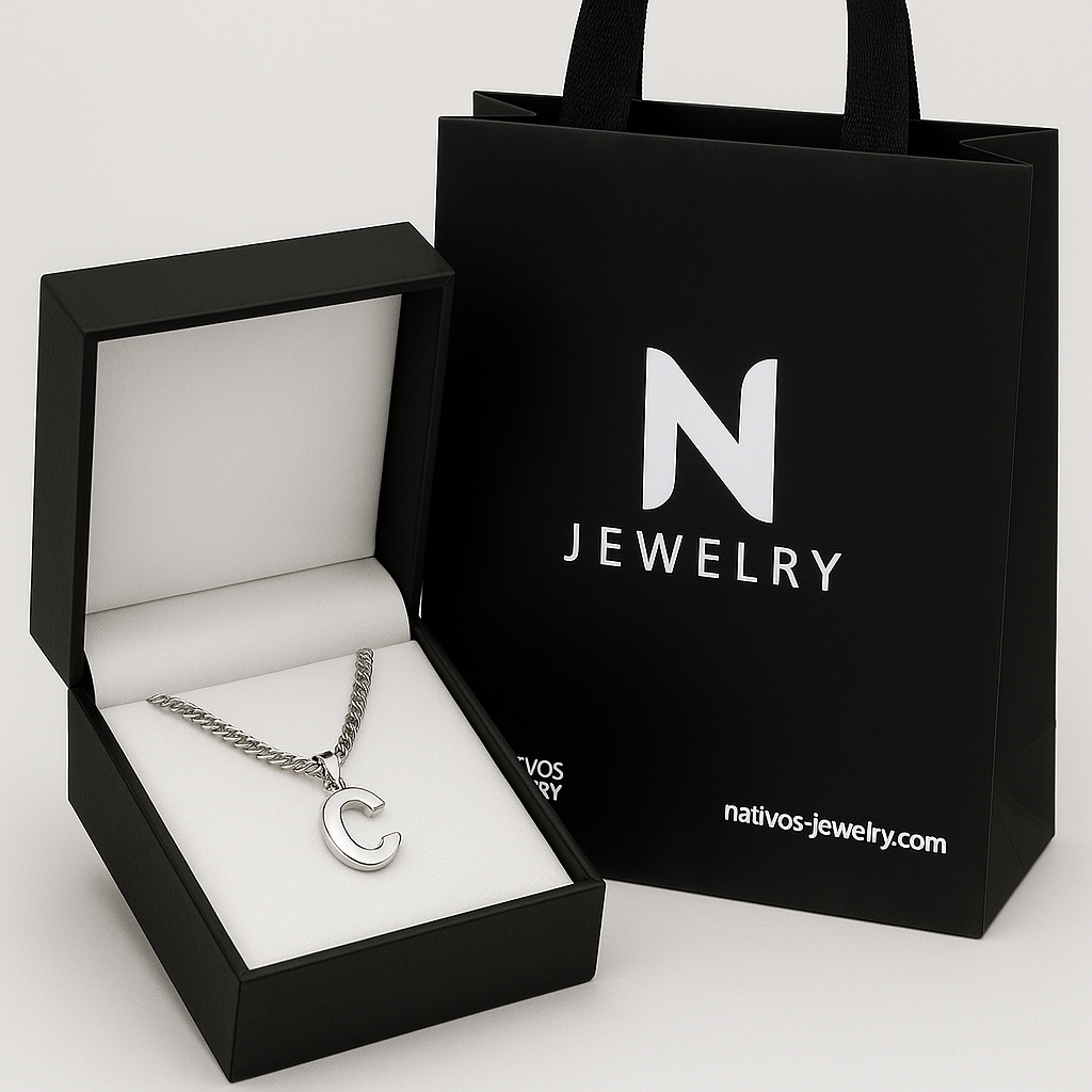 Sea bass loin necklace with initial
