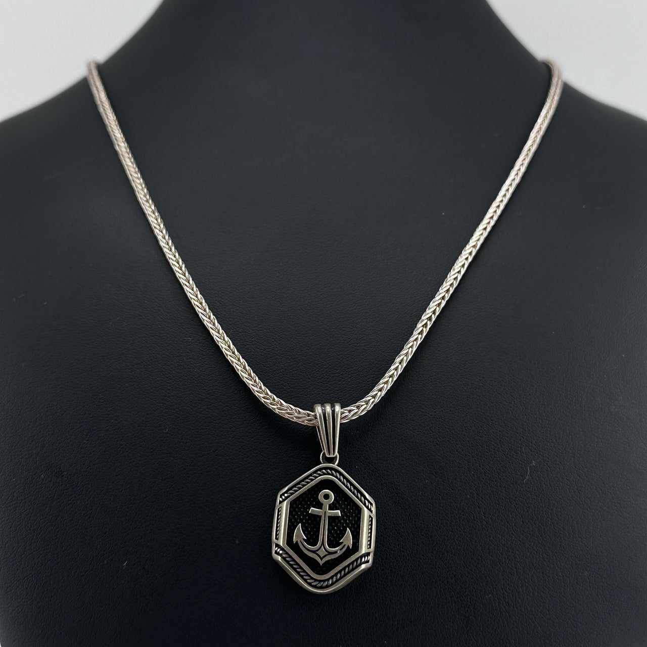 Anchor herringbone necklace